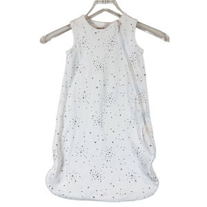 Sleeveless White Star-Print Baby Sleep Sack with Side Zipper